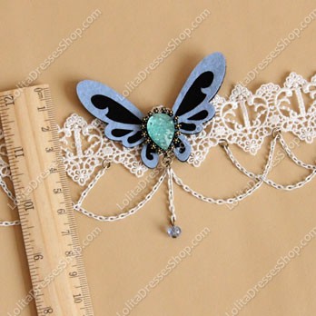 Sweet Blue Butterfly with Tassel Lolita Necklace