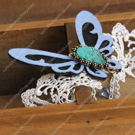 Sweet Blue Butterfly with Tassel Lolita Necklace