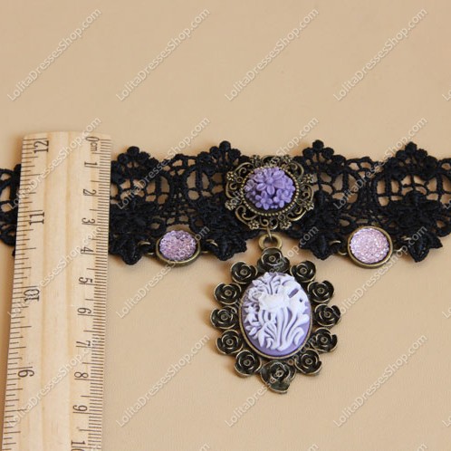 Gothic Retro Purple Roses Lolita Necklace