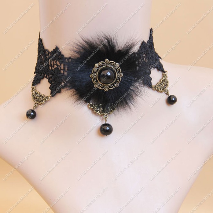 Hairy Winter Fashion Luxury Black Lace Lolita Necklace