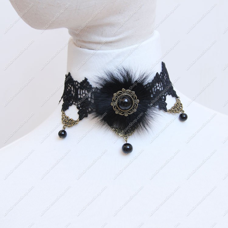 Hairy Winter Fashion Luxury Black Lace Lolita Necklace