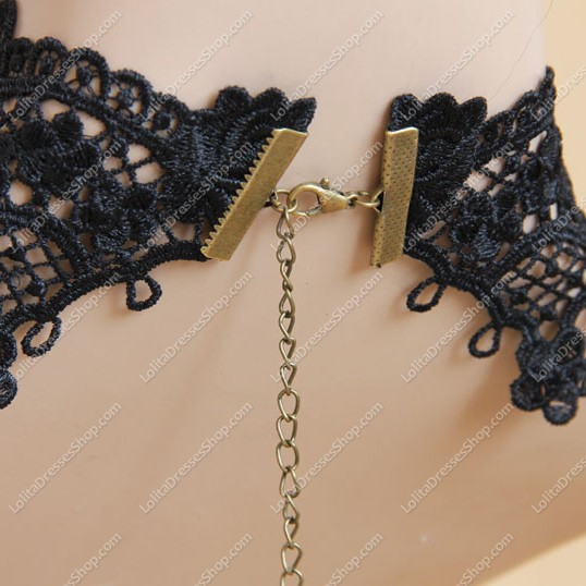 Black Lace Hairy Pearls Lolita Necklace