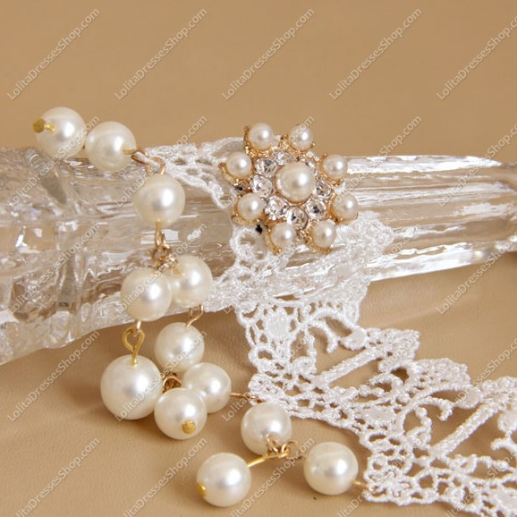 Pearl White Lace Bridal Gown Fashion Lolita Necklace