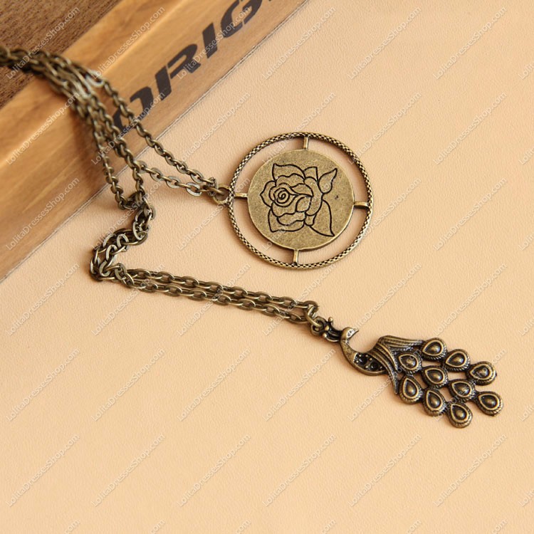 Retro Bronzed Alloy PeacockLolita Sweater Chain