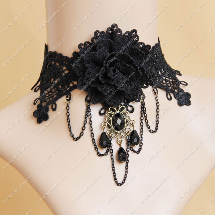 Gorgeous Palace Vintage Black Lace Lolita Necklace
