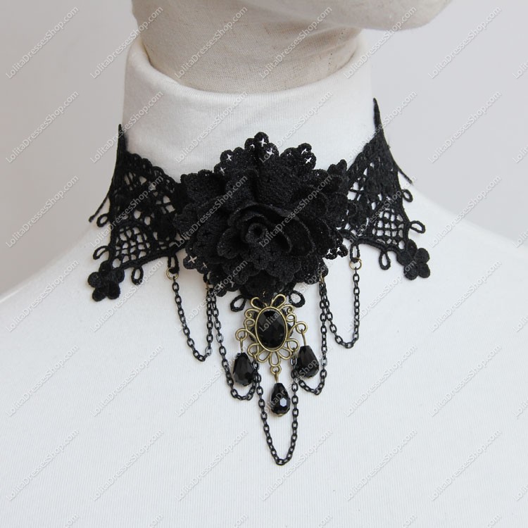 Gorgeous Palace Vintage Black Lace Lolita Necklace