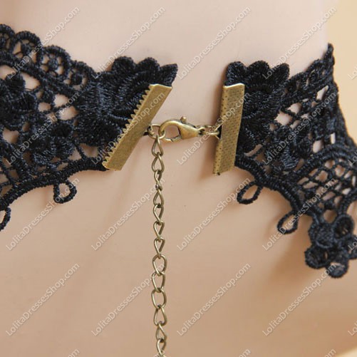 Black Lace Flowers Carving Lolita Necklace