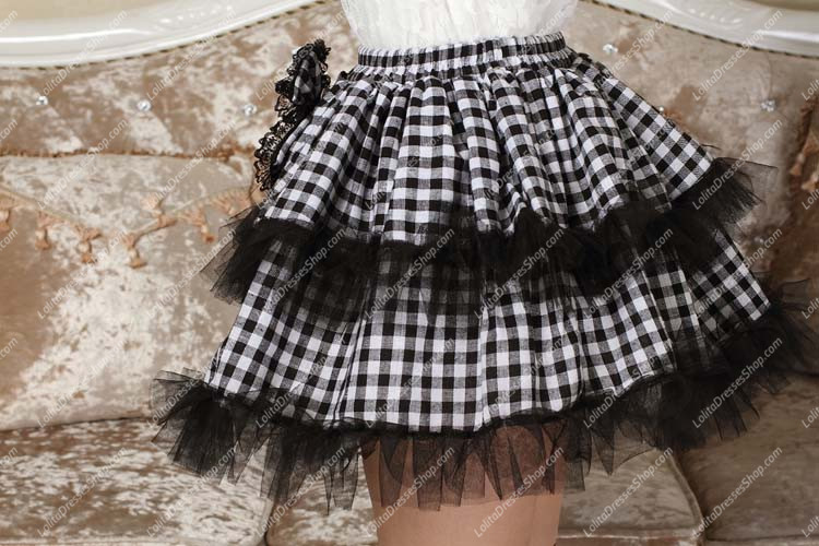 School Style White and Black Lattice Lolita Skirt