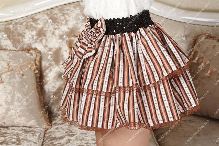 Crown Princess Sweet Little Brown Striped Tutu Lolita Skirt