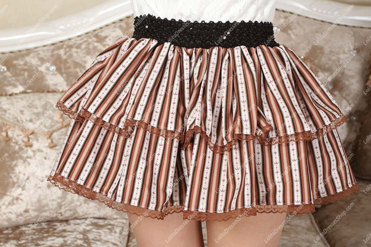 Crown Princess Sweet Little Brown Striped Tutu Lolita Skirt