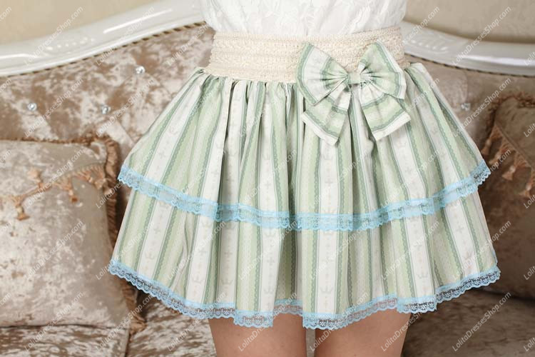 Crown Princess Sweet Little Light Green Striped Tutu Lolita Skirt