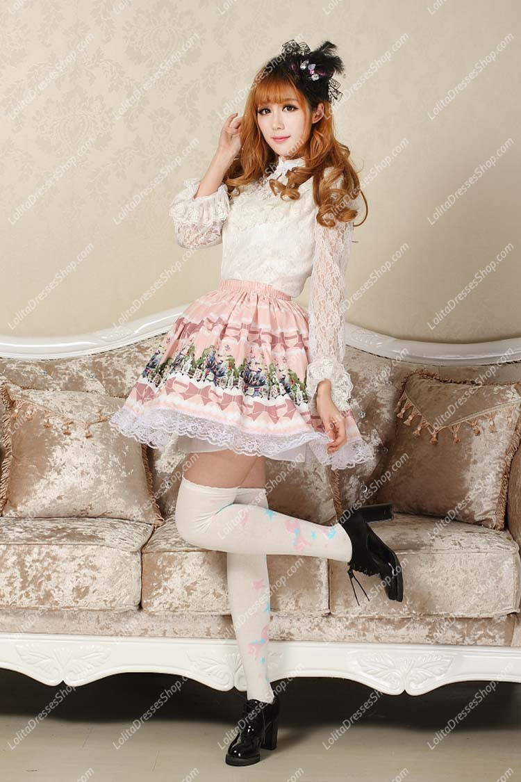 Sweet Pink Alice Floral Lolita Skirt