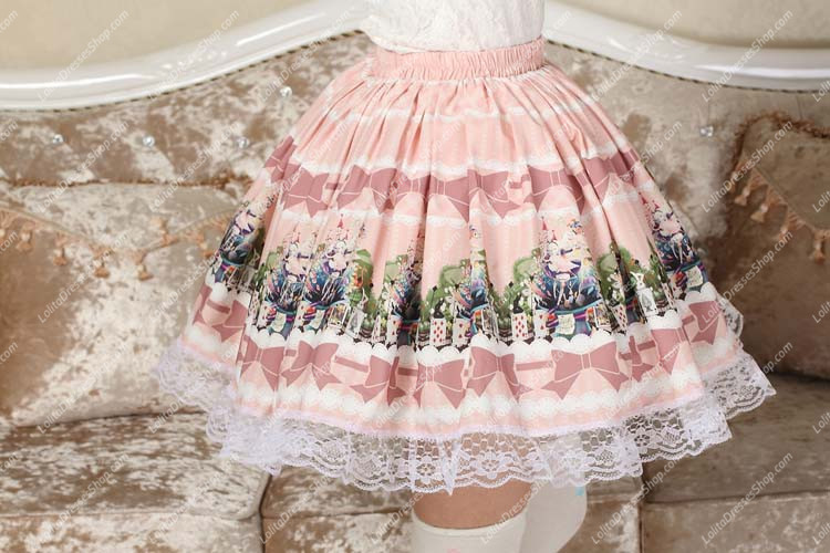 Sweet Pink Alice Floral Lolita Skirt