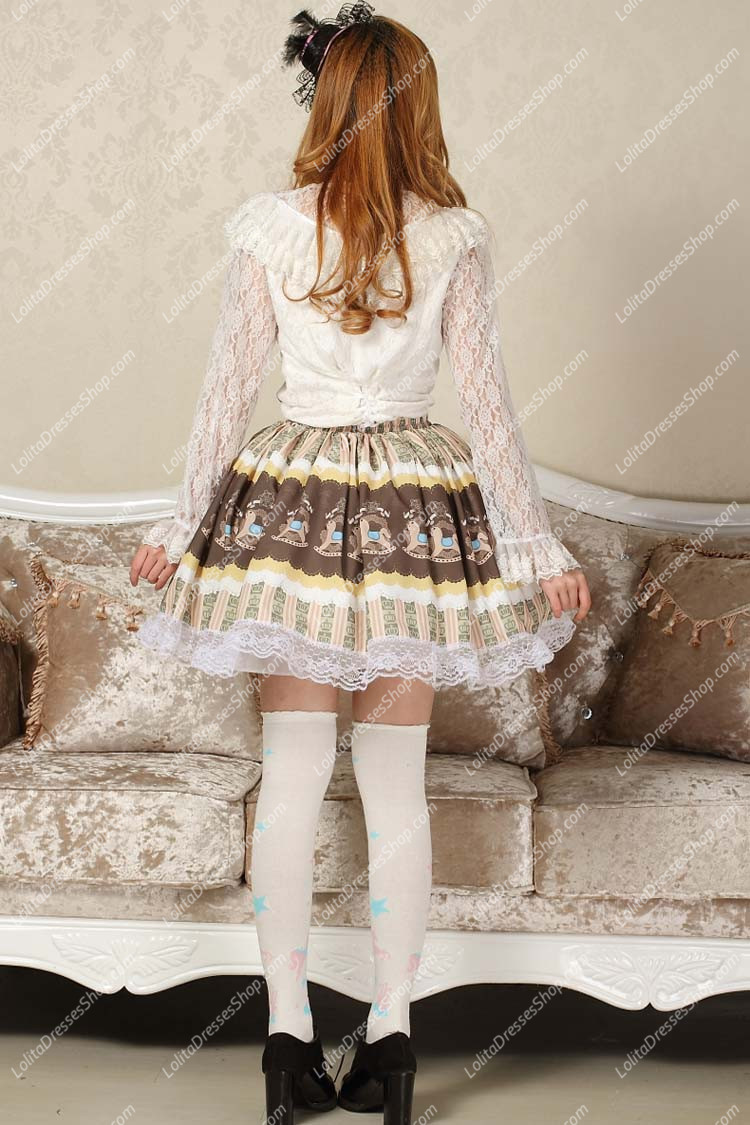Sweet Khaki Alice Floral Lolita Skirt