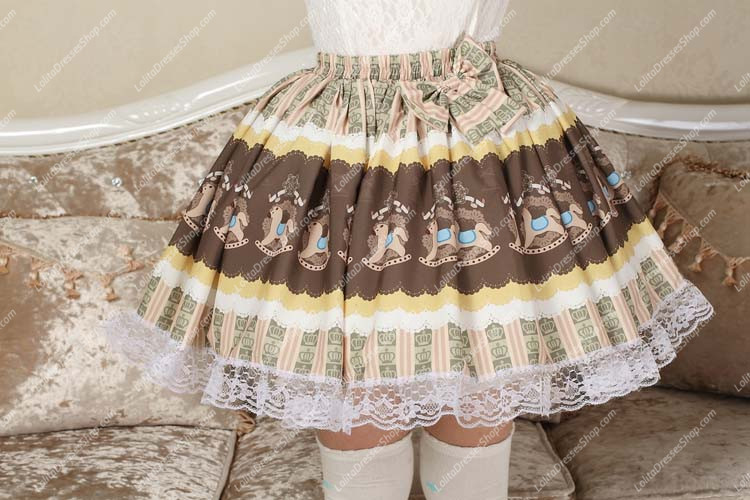 Sweet Khaki Alice Floral Lolita Skirt