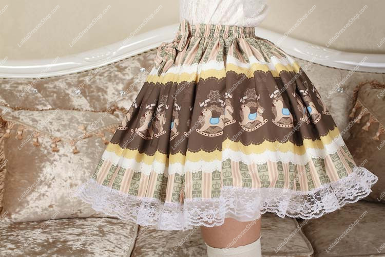 Sweet Khaki Alice Floral Lolita Skirt