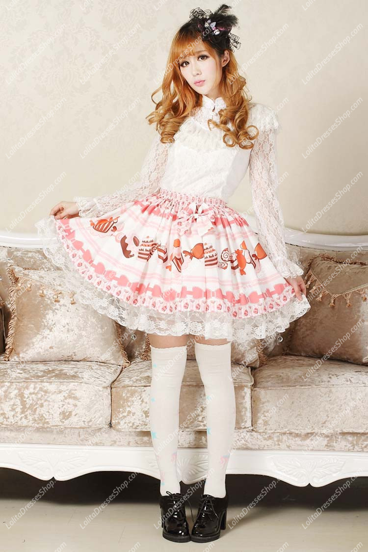 Pink Candy Ice Cream Lace Hem Lolita Skirt