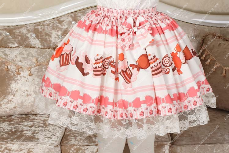 Pink Candy Ice Cream Lace Hem Lolita Skirt