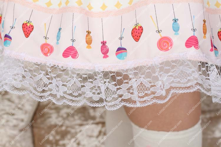 Light Yellow Candy Ice Cream Lace Hem Lolita Skirt