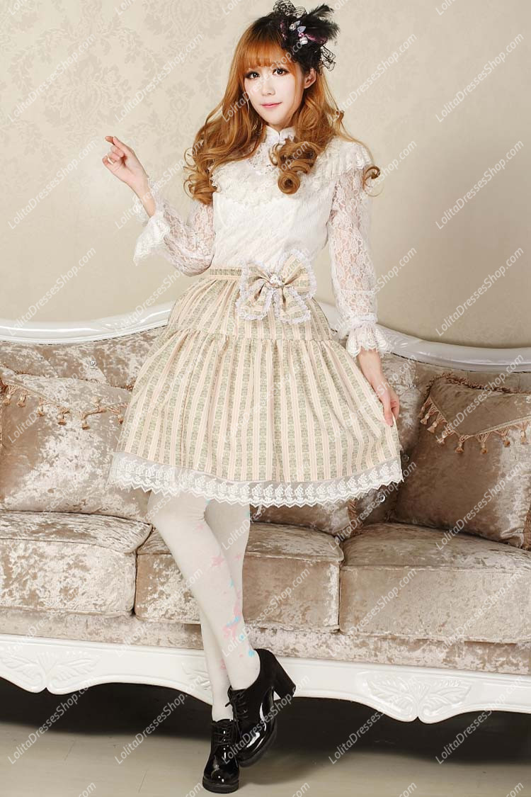 Light Yellow Crown Printed Bowknot Sweet Lolita Skirt