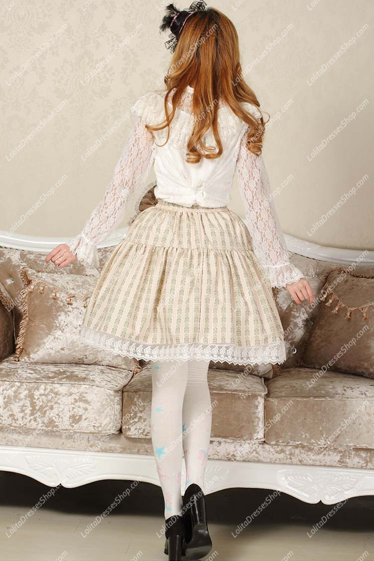 Light Yellow Crown Printed Bowknot Sweet Lolita Skirt