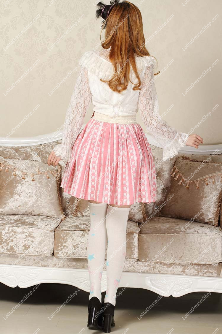 Pink Rabbit Printed Bowknot Sweet Lolita Skirt