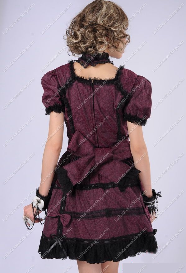 Dark Red Fashion Princess Lace Punk Lolita Dress