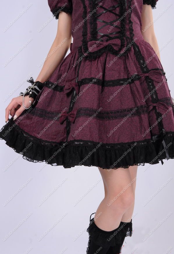 Dark Red Fashion Princess Lace Punk Lolita Dress