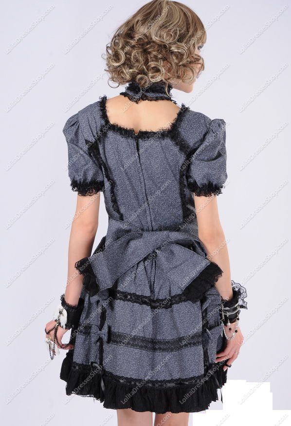 Dark Grey Fashion Princess Lace Punk Lolita Dress