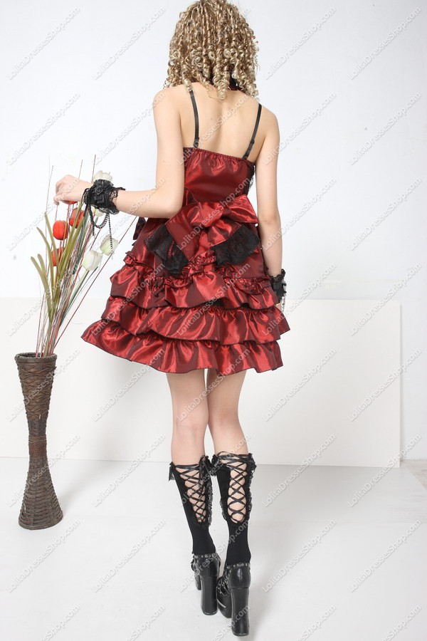 Noble Red Chiffon Multilayer Punk Lolita Dress