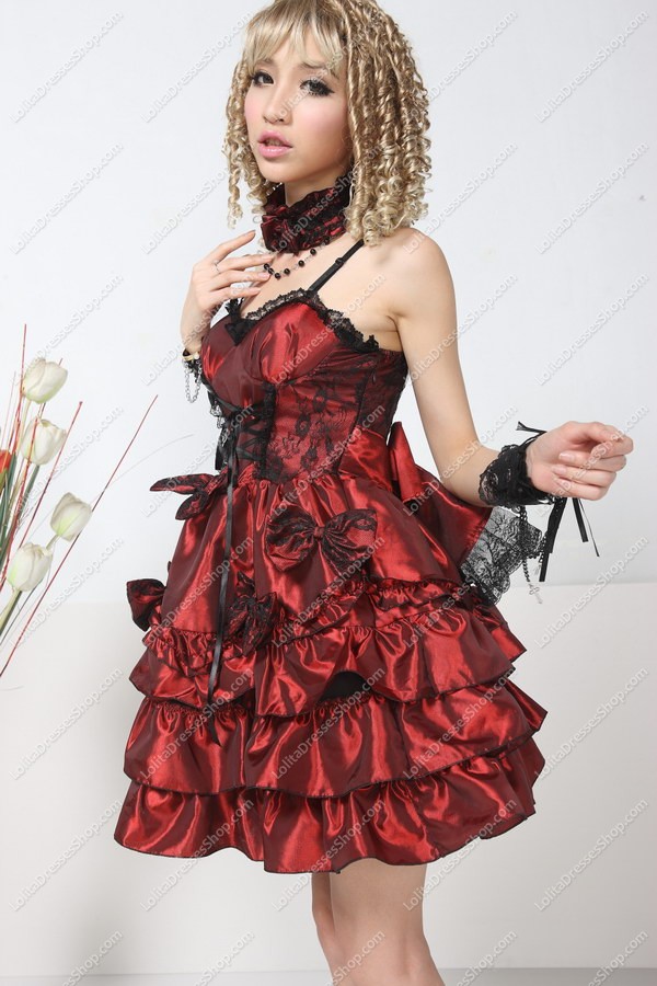 Noble Red Chiffon Multilayer Punk Lolita Dress