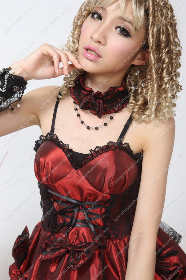 Noble Red Chiffon Multilayer Punk Lolita Dress