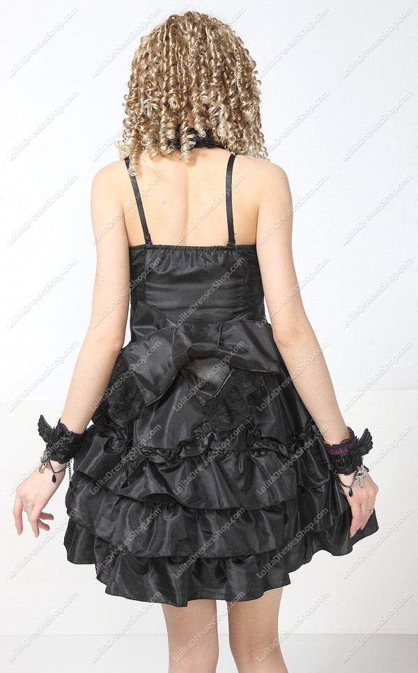 Noble Black Chiffon Multilayer Punk Lolita Dress