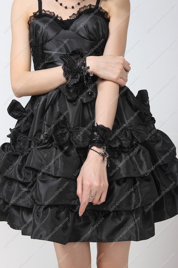 Noble Black Chiffon Multilayer Punk Lolita Dress