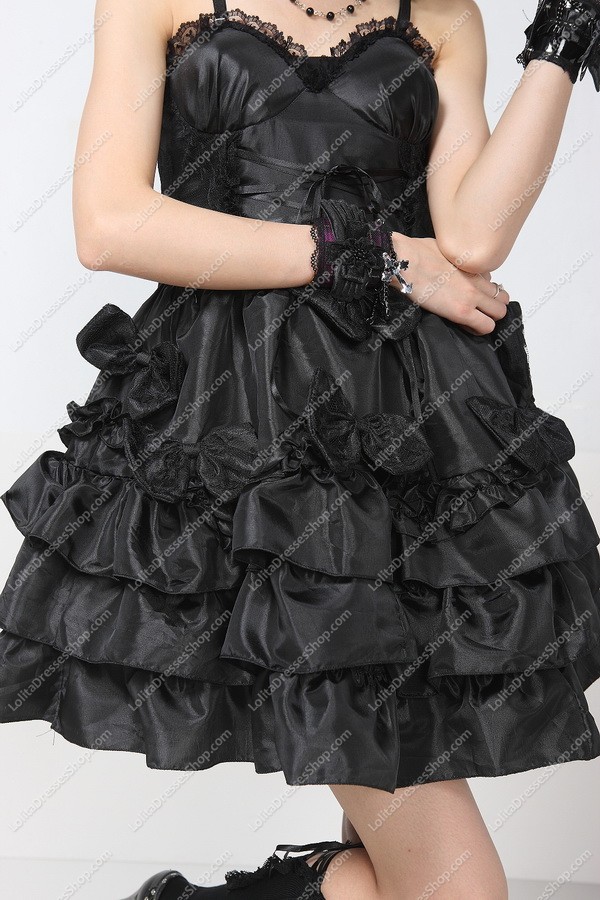 Noble Black Chiffon Multilayer Punk Lolita Dress