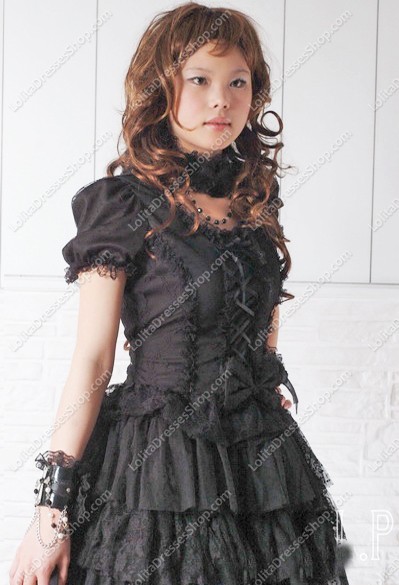 Sweet Puff Black Punk Lolita Dress