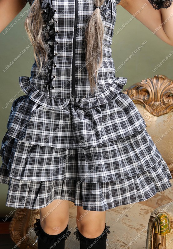 White and Black Cotton Straps Sleeveless Sets Punk Lolita Dress