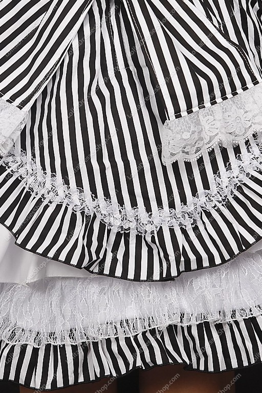 Elegant Black and White Stripe Sets Punk Lolita Dress