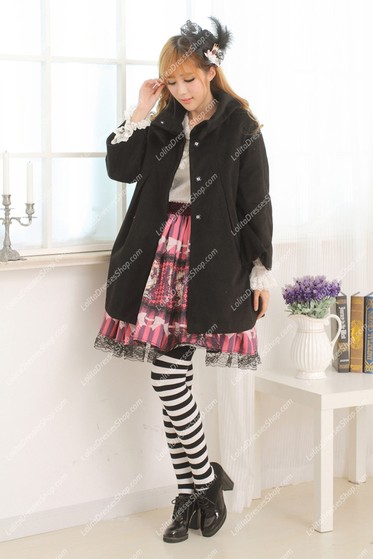 Sweet Black Short Wool blended Lolita Coat