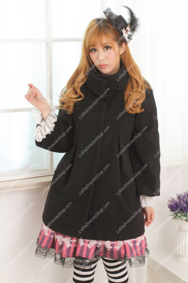 Sweet Black Short Wool blended Lolita Coat