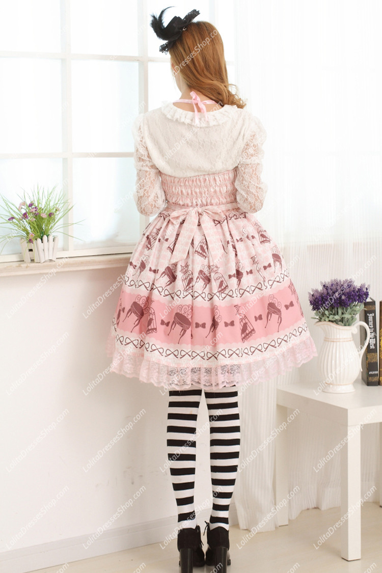 Princess Pink Strap Printing Sweet Lolita Dress