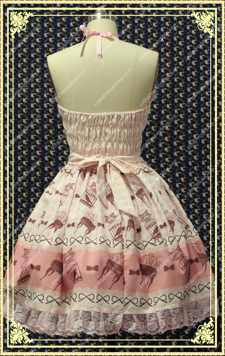 Princess Pink Strap Printing Sweet Lolita Dress