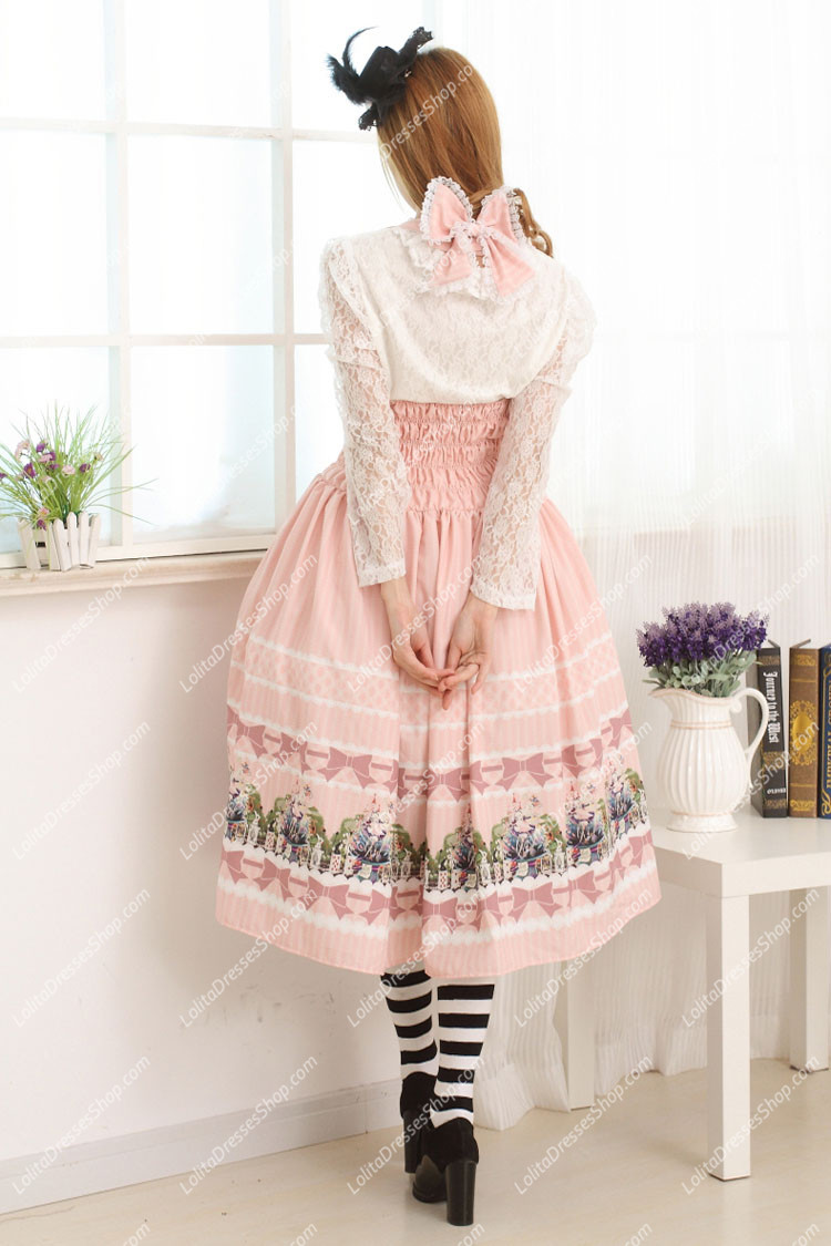 Pink Polyester Heart Neck Sleeveless Sweet Lolita Dress