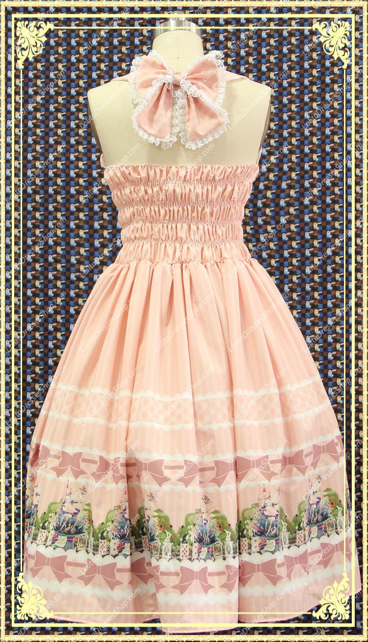 Pink Polyester Heart Neck Sleeveless Sweet Lolita Dress