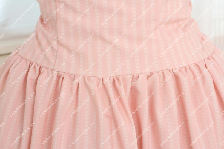 Pink Polyester Heart Neck Sleeveless Sweet Lolita Dress