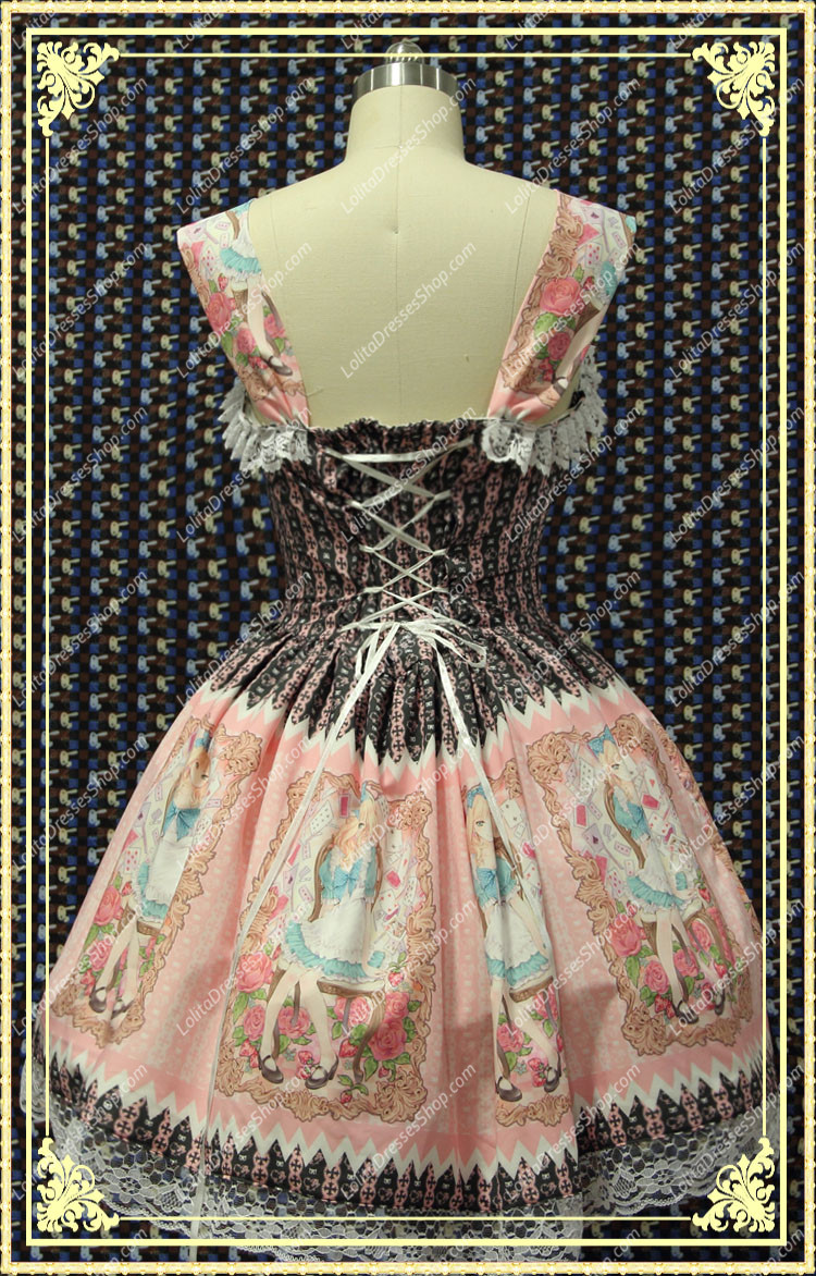 Pink Square Neck Sleeveless Sweet Lolita Dress