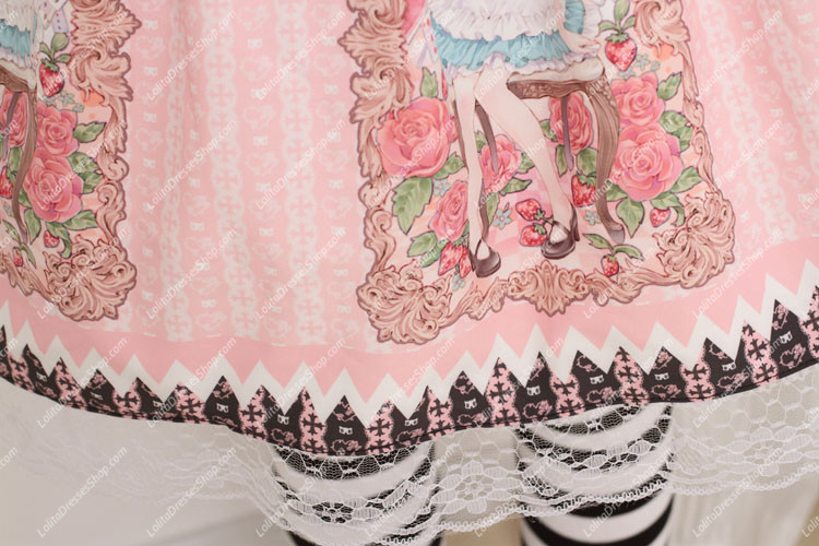 Pink Square Neck Sleeveless Sweet Lolita Dress