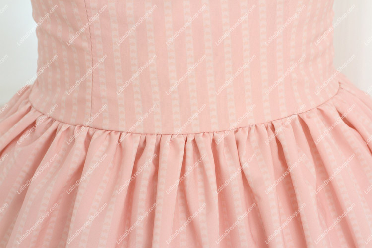 Stripes Pink Square Neck Sweet Lolita Dress