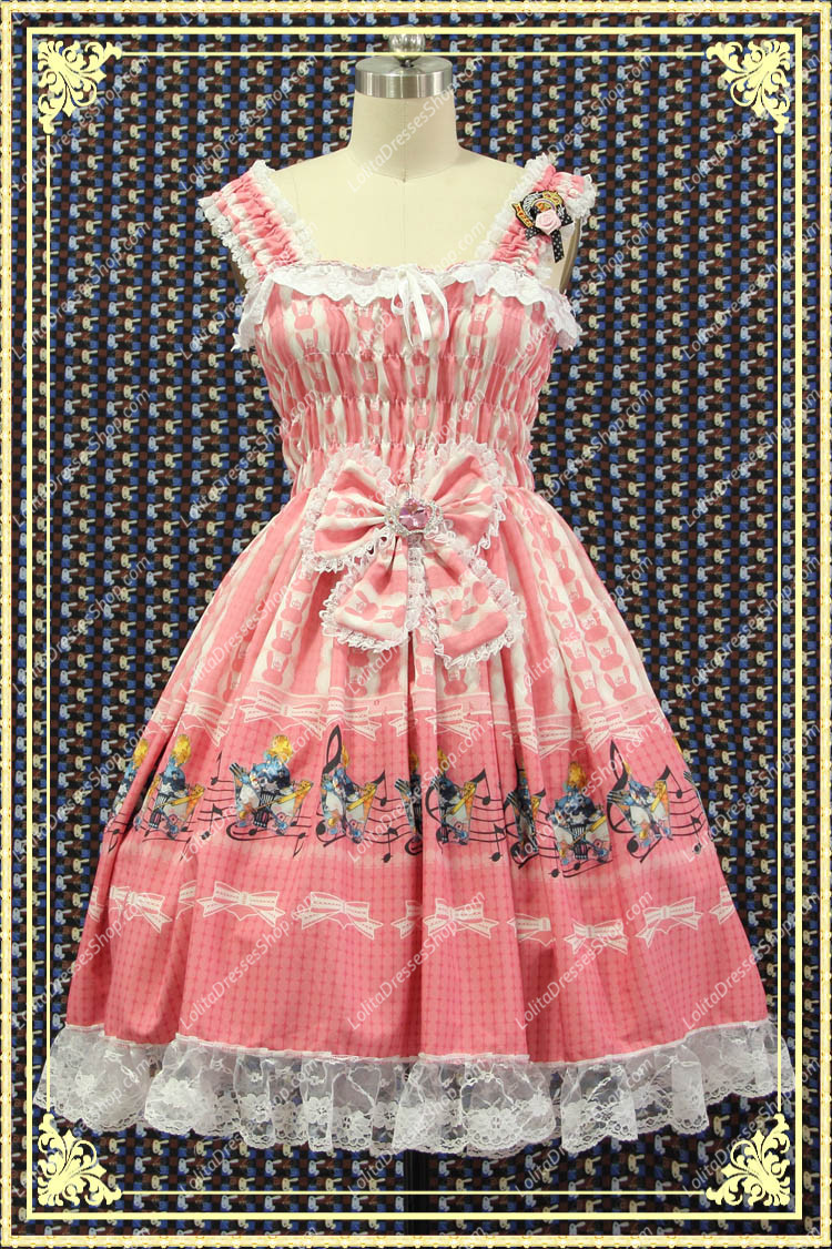 Pink Alice and Rabbit Floral Sweet Lolita Dress