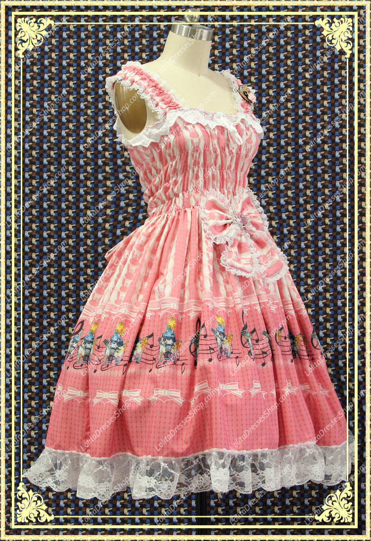 Pink Alice and Rabbit Floral Sweet Lolita Dress